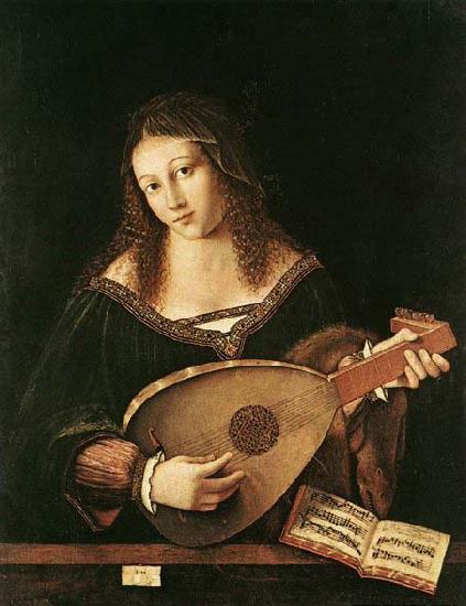 BARTOLOMEO VENETO Woman Playing a Lute oil painting picture